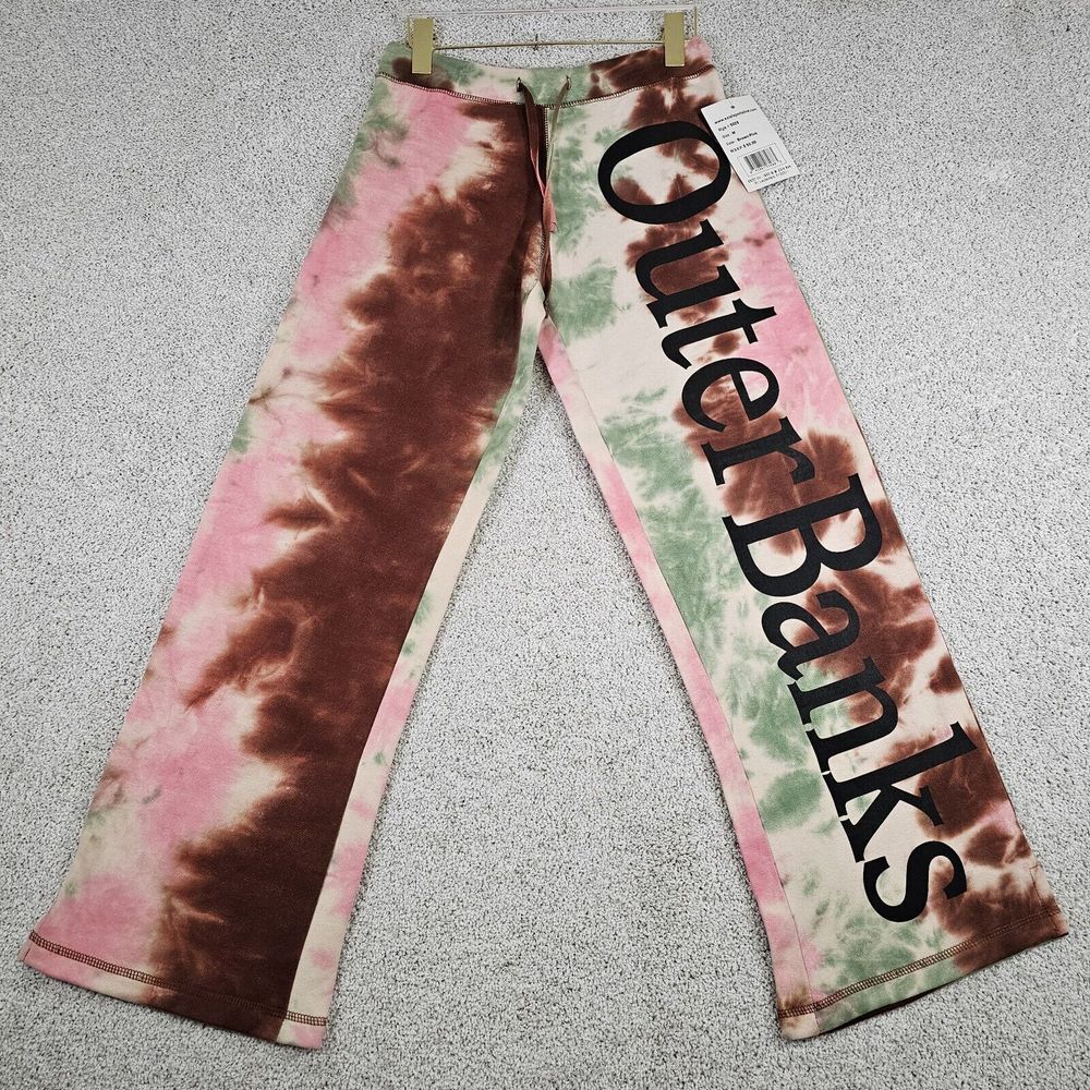 NEW Outer Banks Tie Dye Sweatpants Women Size M Brown Pink Green - Picture 1 of 9